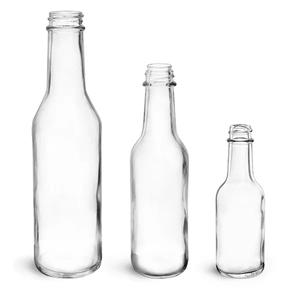 Botellas de vidrio para salsa de <span class=keywords><strong>Chile</strong></span>, 5 oz,10oz,12 oz Botellas de salsa de barbacoa de vidrio transparente Woozy con tapas negras - Product Image 2