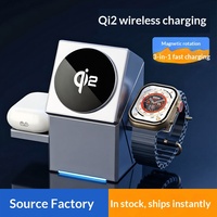 Chargeur sans fil rotatif trois-en-un avec charge rapide et charge magnétique pour montre et téléphone (modèle S8B)