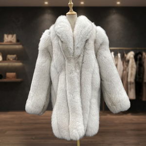 Thick Full Pelt Big <b>Shawl</b> Collar Autumn Real <b>Fur</b> Stand Collar Windproof Breathable Men's Bomber Jacket with Front Logo - Product Image 2