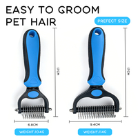 Outil de toilettage pour animaux de compagnie Brosse à démêler double face pour enlever les poils et le sous-poil pour chiens et chats