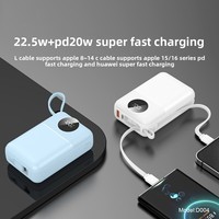 Batería Externa de Plástico con Certificación Nacional 3C, Carga Súper Rápida de 225W, Cable Integrado, 20000 mAh, Batería de Polímero de Litio