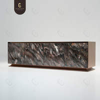 Table console TV moderne de luxe haut de gamme avec plateau en marbre pour salon et appartement, meubles de maison