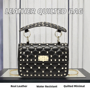 Sac à main bandoulière matelassé Royaa A-175 pour femme en cuir d'agneau véritable haut de gamme, tendance 2026, étanche avec fermeture éclair - Product Image 2