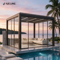Pergola en aluminium imperméable à l'eau avec toit à persiennes pour terrasse de piscine, idéale pour les entrepreneurs et les constructeurs, pare-soleil coupe-vent