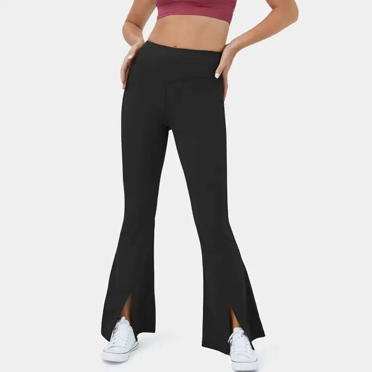 Calças de Yoga Bootcut cintura alta Push Up trabalho feminino calças Split Hem Butt Lift Plus Size Flare Leggings