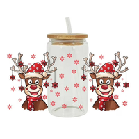 Gobelets UVDTF personnalisés 16oz 20oz 24oz Autocollant de transfert de logo de dessin animé lavable UV DTF verre gobelets pour tasse à café vente en gros
