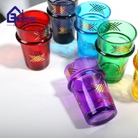 Tasses à thé marocaines décoratives Garbo GB048106 170ml en verre transparent, style minimaliste, écologiques, avec impression par transfert couleur