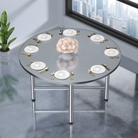 Table à manger robuste et détachable en acier inoxydable, rotative, pour jardin, patio, plage, mariage, fête, événement, banquet, hôtel