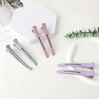 Pinces à cheveux personnalisées avec logo, bande en silicone antidérapante, sans pli, type bec de canard/alligator, pour salon de coiffure, coupe et coiffage