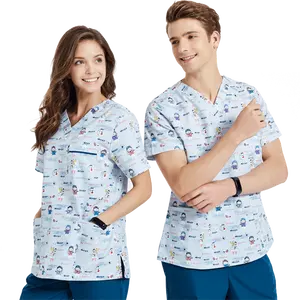 2022 Trend Beautiful Nursing Uniform Color Scrubs Gown Surgical Nurse Uniform Hospital Medical Scrubs Uniform for Hospital Woven