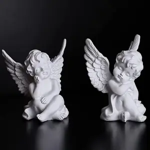 2 pacotes de resina para jardim, cerubas dormir estátua de anjo branco adorável estátua de ângulo esculpido memorial