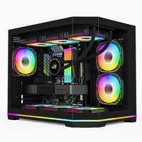 Boîtier PC en verre LY Best Sales 270, ventilateurs arc-en-ciel personnalisés, Micro ATX, verre trempé, boîtier PC de jeu en SPCC, bande lumineuse ARGB
