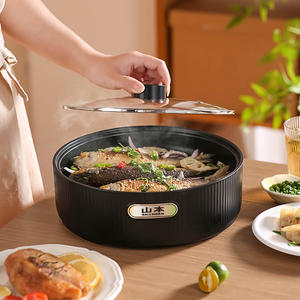 Yuedisi หม้อหุงข้าวไฟฟ้าแบบไม่ติดกระทะกระทะกระทะไฟฟ้าแบบพกพาพร้อมแปรงคลิปบาร์บีคิวออกแบบโลโก้ได้ตามต้องการ - Product Image 3