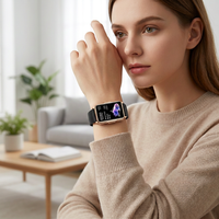 Gelang Pintar Wanita H80 Stylish, Layar HD 1,47 inci, Detektor Detak Jantung dan SpO2, Casing Paduan Logam Rose Gold, SmartBand untuk Penggunaan Sehari-hari bagi Wanita