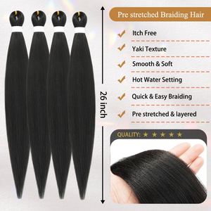 Bohemian <b>Braiding</b> Bundles Set with Pre Stretch Synthetic Hair <b>Extension</b> & Deep Wave Bundles Synthetic Yaki Hair Bulks - Product Image 2