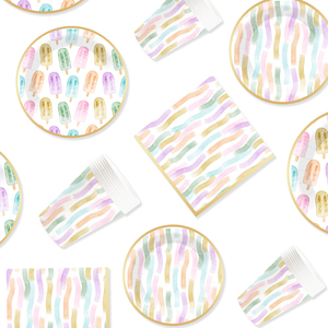 Juego de Vajilla Desechable DAMAI con Temática de Verano, Platos Redondos de Papel para Postre y Cena, Servilletas y Vasos, Artículos para Fiestas con Helado - Product Image 4