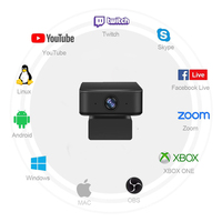 Kamera Web 1080P 360 Derajat AI, Kamera Web Fokus Pelacakan Wajah USB Webcam Pelacakan Otomatis Mikrofon Bawaan untuk PC Laptop Desktop