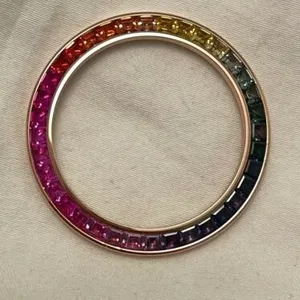 Piezas de reloj personalizadas de alta calidad, anillo de reloj de moissanita CZ de arcoíris, inserto de bisel de reloj de 40mm para daytona