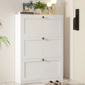 Тумба для обуви с 3 откидными ящиками, обувница с регулируемой полкой, узкий отдельностоящий скрытый органайзер для обуви для прихожей и квартиры - Product Image 2