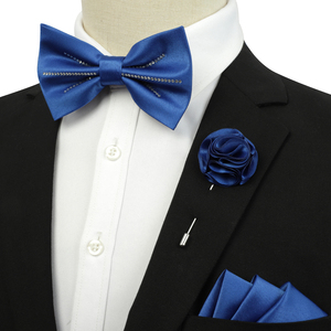 Ensemble de 4 cravates nœud papillon en polyester à séchage rapide, fabriqué en Chine, avec cravate pré-nouée, pochette de costume et broche, pour fêtes et mariages - Product Image 2