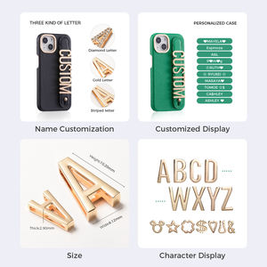 Nouveau luxe personnaliser étui de téléphone initial avec nom étui de téléphone en cuir pu pour <span class=keywords><strong>iphone</strong></span> 14pro 14 pro max - Product Image 4