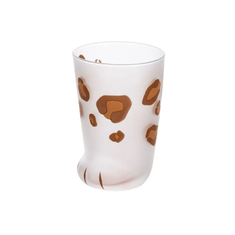 Taza de leche de bola de carne con garra de gato esmerilado de cristal de jugo de pie japonés creativo único, botella de agua para niños, tazas bonitas modernas