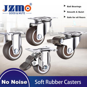 Ensemble de 4 roulettes pivotantes en acier au carbone et caoutchouc polyuréthane, robustes, pour chariot à meubles, chariot de travail, chariot à main - Product Image 1