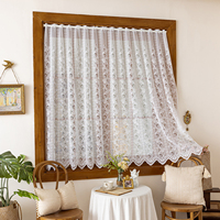 Voilages de cuisine en dentelle blanche romantique à la française, transparents, en gaze, pour la décoration des fenêtres de la maison - Vente en gros