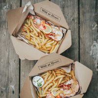 Boîte de repas en carton recyclable personnalisée à emporter Burger frites fast food boîte d'emballage en papier poulet frit et chips à emporter