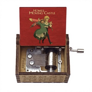 Nouvelle Boîte à Musique Carrée <span class=keywords><strong>en</strong></span> Bois à Manivelle, Motif Château Ambulant de Howl, Chant de Vie, 15 Sons, Cadeau de <span class=keywords><strong>Noël</strong></span> et d'Anniversaire pour Enfant - Product Image 3