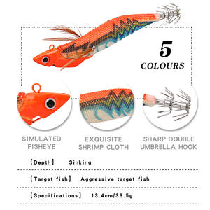 Señuelo de Pesca Luminoso de Madera de 13.4 cm, 38.5 g de Peso, 40 g, Cebo Artificial Duro para Pesca Marina con Jibión, Pulpo y Calamar - Product Image 4