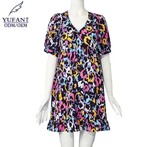 YuFan OEM donna primavera estate vacanza stampa moda abito Midi elegante abito floreale Casual donna
