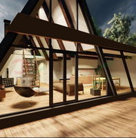 Villa de Luxe Préfabriquée en Bois 60㎡, Cabine Triangle avec Mezzanine, Prix Abordable, Maison de Campagne