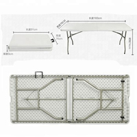 Diseños populares de mesa de comedor plegable para mesa plegable de plástico con patas extraíbles