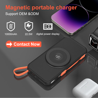 Banque d'alimentation magnétique Portable 10000mah Câble ip remplaçable 20W chargeur plus rapide mini station d'alimentation sans fil pour smart électronique d