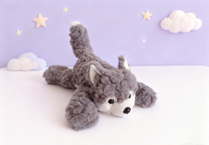 Yumuşak peluş yalan köpek oyuncak kabarık gri kürk ve sevimli disket kulaklar ile çocuklar için günlük arkadaşı ve rahat ev dekor - Product Image 5