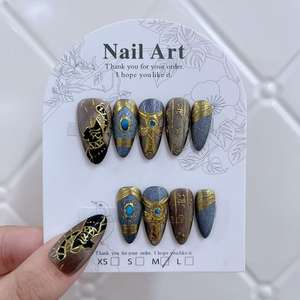 <span class=keywords><strong>Uñas</strong></span> <span class=keywords><strong>Postizas</strong></span> Hechas a Mano, Forma Almendrada, Novedad para Mujer, Artículos de Venta Caliente, Edición Limitada, <span class=keywords><strong>Uñas</strong></span> 3D con Diseño de Concha, Venta al Por Mayor con Set Personalizado - Product Image 3