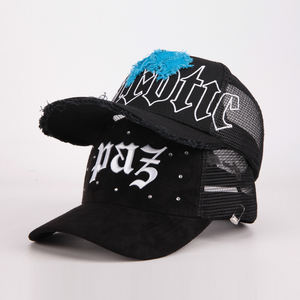 Groothandel Classic Custom <span class=keywords><strong>Design</strong></span> Uw Eigen Strass Logo Baseball Cap 5 Panel Gorras Mesh Suède <span class=keywords><strong>Trucker</strong></span> Caps Hoeden - Product Image 5