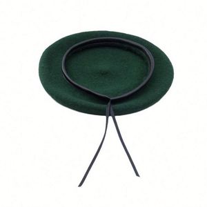 หมวกเบเร่ต์ขนสัตว์แบบปรับได้สำหรับผู้หญิง แฟชั่นฤดูใบไม้ร่วงและฤดูหนาว พร้อมขอบ PU - Product Image 6