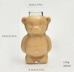 Vente en gros tasse à café en verre personnalisée créative <span class=keywords><strong>internet</strong></span> célébrité mignon dessin animé ours en peluche - Product Image 6