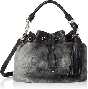 Bolso de Hombro de Lujo para Mujer, Tipo Cubo, con Cordón, de Piel Sintética y Peluche, Diseño de Caramelo, para Invierno, de Fábrica OEM - Product Image 2