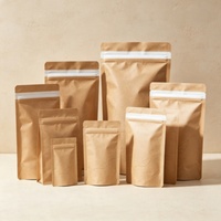 Sachets Doypack en papier kraft avec fermeture éclair, impression personnalisée, refermables, résistants à l'humidité, thermoscellables