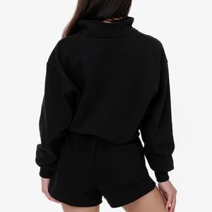 OEM Y2K algodón media cremallera recortada Sudadera con capucha bordado personalizado Puff impreso gota hombro Boxy ajustado Sudadera con capucha y sudadera para mujer - Product Image 5