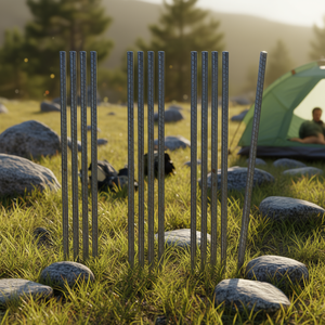 ชุดเสาเหล็กชุบสังกะสีขนาด 16 นิ้ว จำนวน 16 ชิ้น สำหรับยึดเต็นท์ แข็งแรงทนทาน ใช้สำหรับตั้งแคมป์อย่างปลอดภัย - Product Image 2