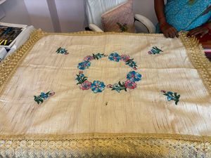 Designer Cotton Embroidered <b>Table</b> Runner Floral Design Premium Quality <b>Table</b> <b>Cover</b> For Home Restaurant Decor - Product Image 2