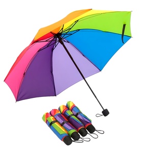 Wholesale 21 Inch 3 Fold Umbrella rainbow Outdoor Umbrella Parasol Compact Custom Color UV Umbrella Manual Open & Close - Product Image 1