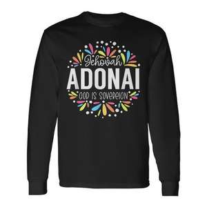 Camiseta Gráfica Colorida de Manga Larga con Diseño de Jehová Adonai, Dios es Sucesor, para Promociones Religiosas - Product Image 1