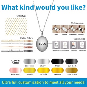 Collar con Colgante de Medallón Ovalado Hipoalergénico Personalizable, Abrible, Grabado, para Guardar Recuerdos de Seres Queridos, Regalo <span class=keywords><strong>Sentimental</strong></span> - Product Image 4