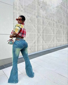 <span class=keywords><strong>Jeans</strong></span> a Zampa d'Elefante Pronti per la Spedizione, Taglie Forti S-2XL, Abbigliamento Autunnale da Boutique per Donne - Product Image 3