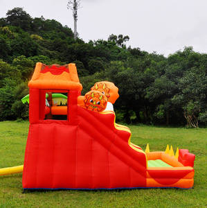 MANLIAN Kastil Tiup Baru Hutan Hujan Tropis Seluncuran Air Singa Kombinasi Trampolin Indoor/Outdoor Bahan PVC 4-Orang - Product Image 2